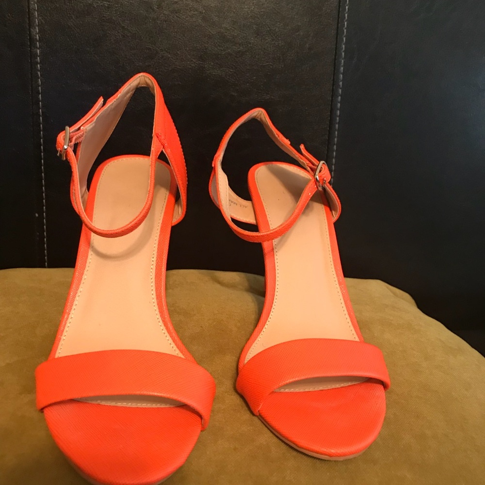 Tangerine Orange heeled sandals